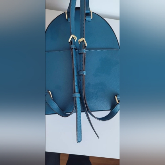 Henri Bendel New York Leather Backpack Blue Turquoise - Picture 2 of 16